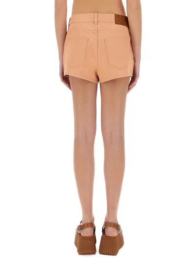 Chloé Chloe Women Salmon Denim Shorts In Pink