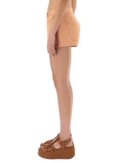 Chloé Chloe Women Salmon Denim Shorts In Pink