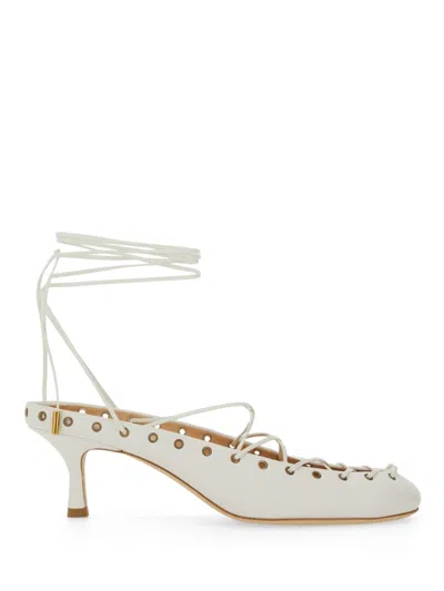 Chloé Chloe Ghilies Tie-up Leather Sandals In White
