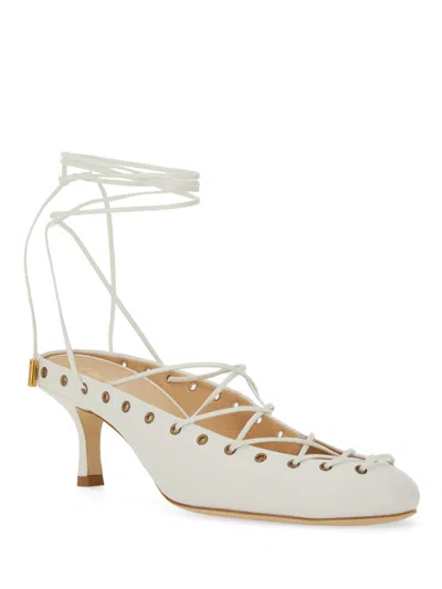 Chloé Chloe Ghilies Tie-up Leather Sandals In White