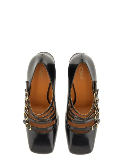 Chloé Chloe Women Black Leather Janis Pumps In Multi