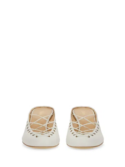 Chloé Chloe Ghilies Tie-up Leather Sandals In White