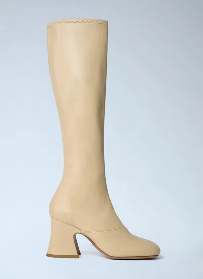 Chloé Chloe Women Cream Synthetic Leather Janis Boots In Multi