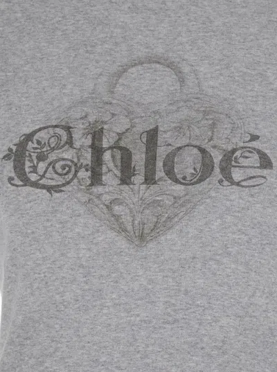 Chloé Baby Fit T-shirt With Logo In Cotton Jersey In Gray