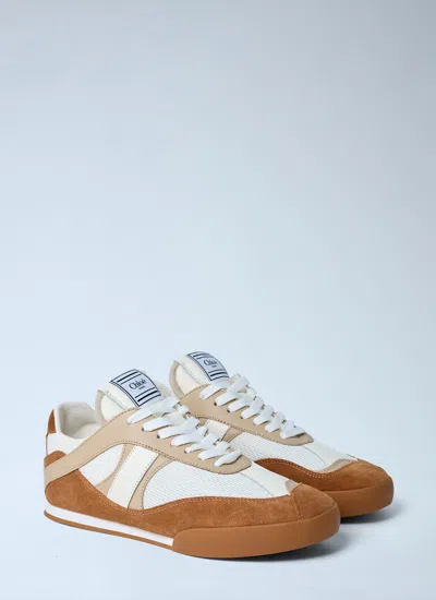 Chloé Kick Brown And White Sneakers In Mesh And Leather In Multi