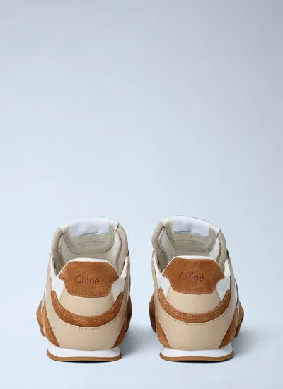 Chloé Kick Brown And White Sneakers In Mesh And Leather In Multi