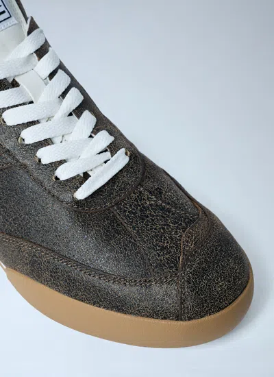 Chloé Kick Crackled Leather Retro Low-top Sneakers In Animal Print