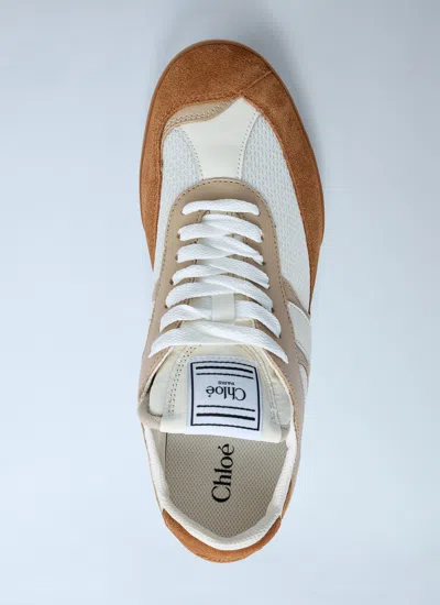 Chloé Kick Brown And White Sneakers In Mesh And Leather In Multi