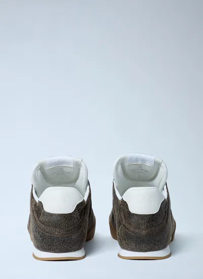 Chloé Kick Crackled Leather Retro Low-top Sneakers In Animal Print