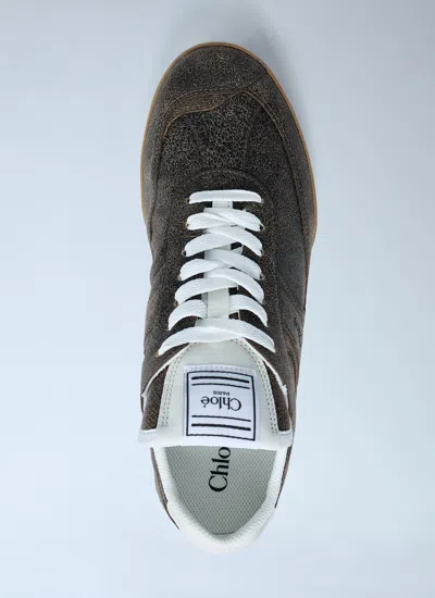 Chloé Kick Crackled Leather Retro Low-top Sneakers In Animal Print