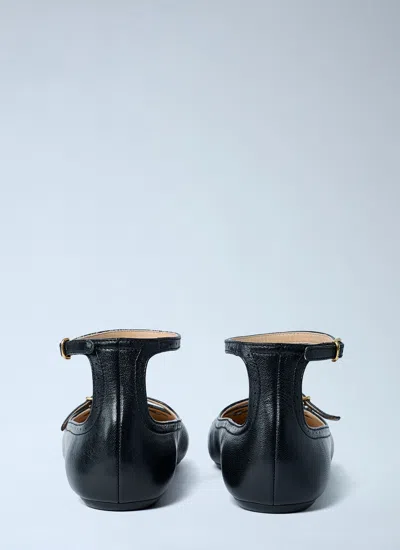 Chloé Leather Ballerina Shoes Featuring Buckle Detail In Black