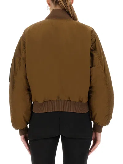 Chloé Zip-up Cropped Bomber Jacket In Brown