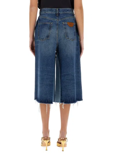 Chloé Women Patchwork Denim Bermuda Shorts In Blue