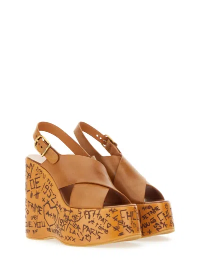 Chloé Maxime Brown Wedge Sandal In Brown
