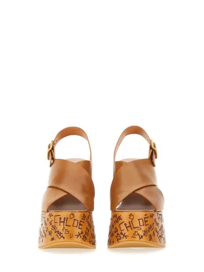Chloé Maxime Brown Wedge Sandal In Brown