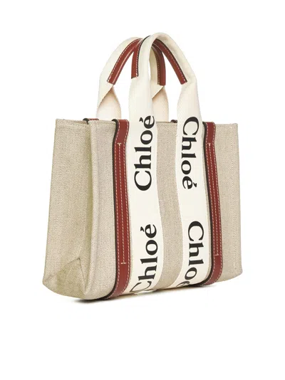 Chloé Chloe Women Multicolor Fabric Small Woody Shopping Bag In Neutral