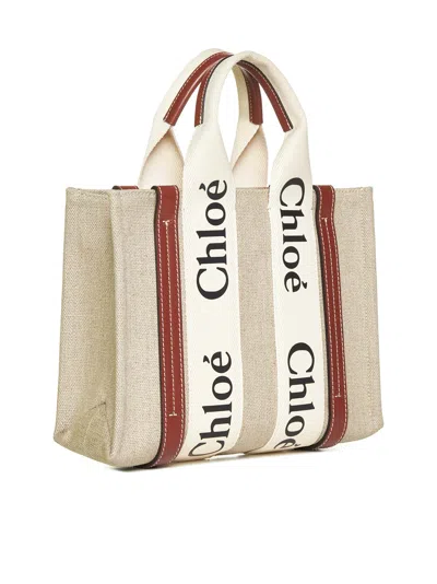 Chloé Chloe Women Multicolor Fabric Small Woody Shopping Bag In Neutral