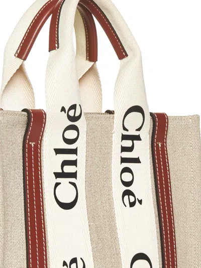 Chloé Chloe Women Multicolor Fabric Small Woody Shopping Bag In Neutral