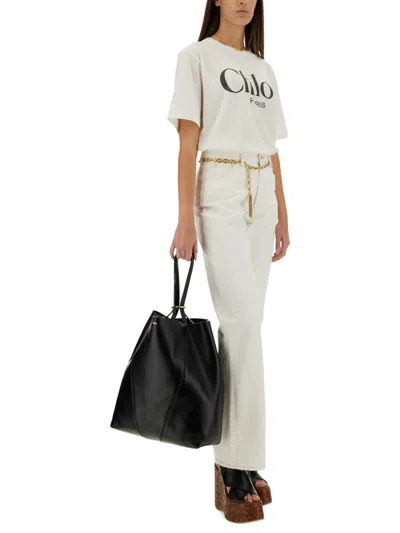 Chloé Chloe Women White Jersey Oversize T-shirt In White