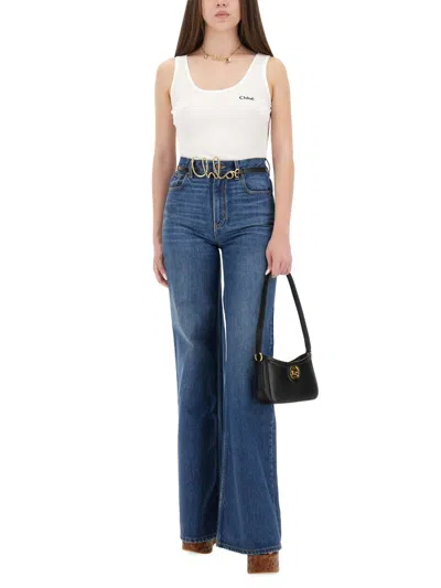 Chloé Women Wide Leg Jeans In Blue