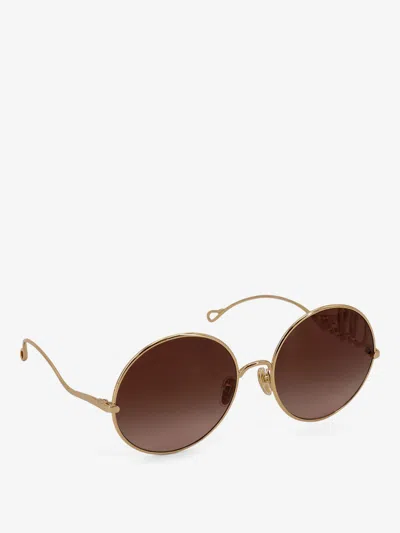 Chloé Iconic Round Metal Sunglasses In Brown