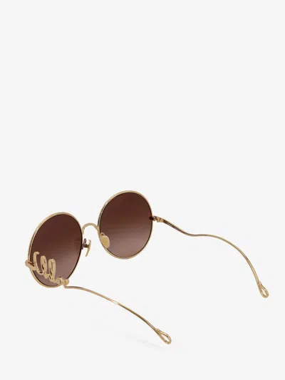 Chloé Iconic Round Metal Sunglasses In Brown