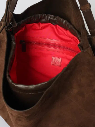 Christian Louboutin Adjustable Strap Suede Tote Bag In Brown