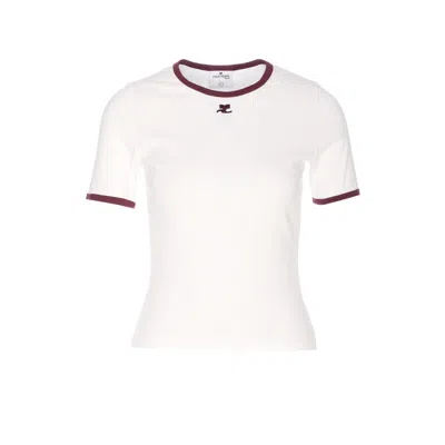 Courrèges Short-sleeved T-shirt With Contrasting Trim In White