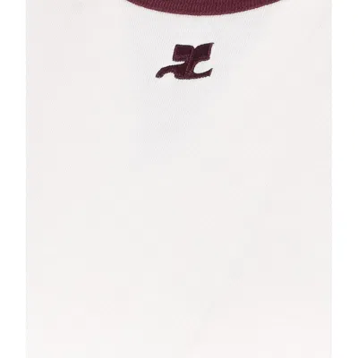 Courrèges Short-sleeved T-shirt With Contrasting Trim In White