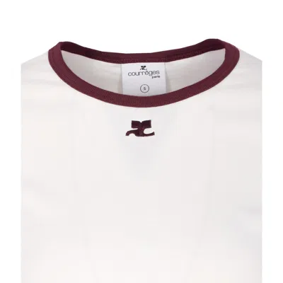 Courrèges Short-sleeved T-shirt With Contrasting Trim In White