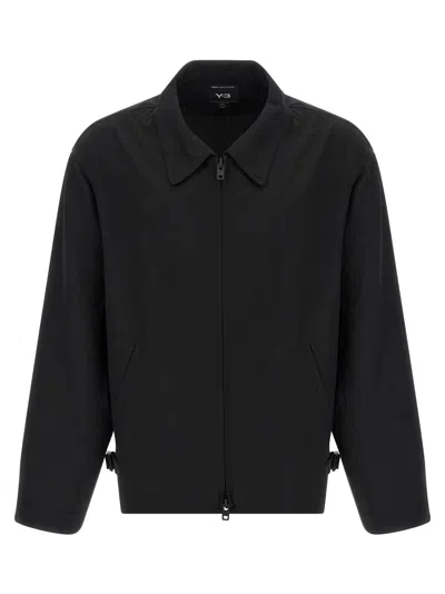 Y-3 Black Wool-blend Jacket With Pointed Collar And Two-way Zip Closure In Black