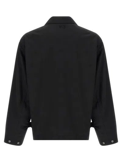 Y-3 Black Wool-blend Jacket With Pointed Collar And Two-way Zip Closure In Black