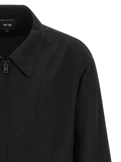 Y-3 Black Wool-blend Jacket With Pointed Collar And Two-way Zip Closure In Black