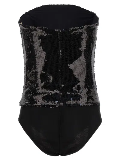 Alexandre Vauthier Sequin Embellished Strapless Stretch Bodysuit In Black