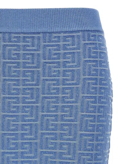 Balmain Textured Pattern Mini Skirt With Elastic Waistband In Blue