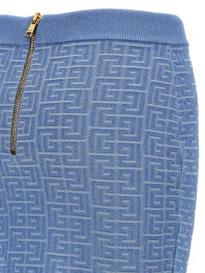 Balmain Textured Pattern Mini Skirt With Elastic Waistband In Blue