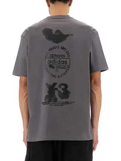 Y-3 Adidas T-shirt With Print In Gray