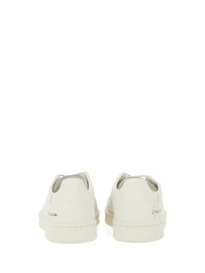 Y-3 White Leather Sneakers With Rounded Toe And Lace-up Closure