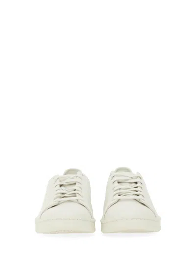 Y-3 White Leather Sneakers With Rounded Toe And Lace-up Closure