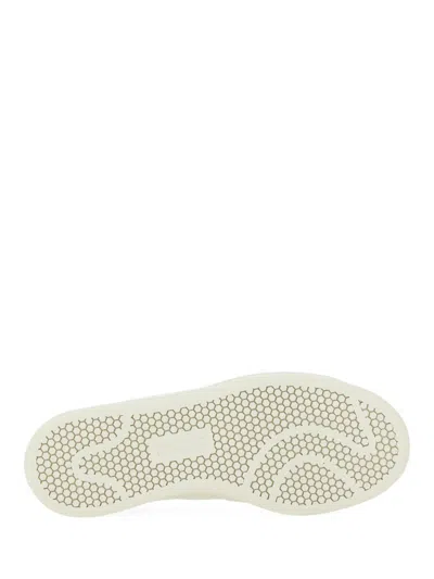 Y-3 White Leather Sneakers With Rounded Toe And Lace-up Closure