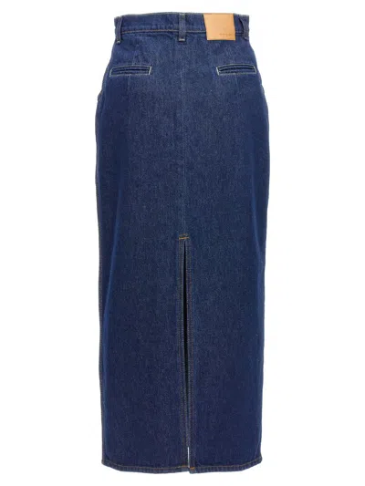 Magda Butrym High-waisted Denim Skirt With Pockets And Slit In Blue