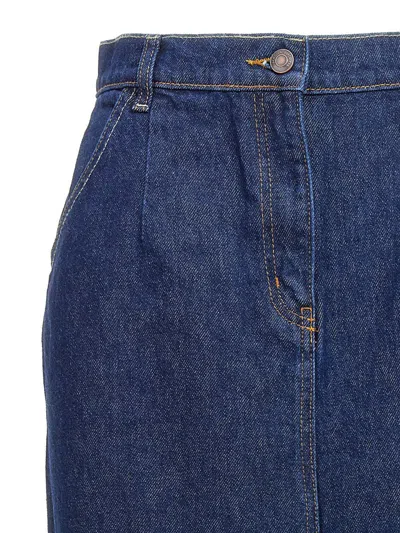 Magda Butrym High-waisted Denim Skirt With Pockets And Slit In Blue