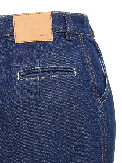 Magda Butrym High-waisted Denim Skirt With Pockets And Slit In Blue