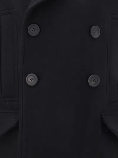Rick Owens Officer Coat Structured Wide Lapels In Black