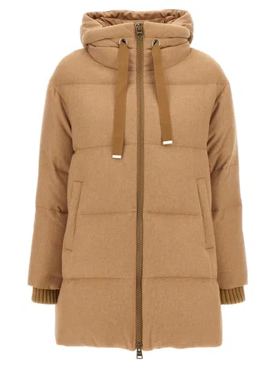 Herno A-shape Puffer Jackets Beige In Brown