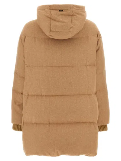Herno A-shape Puffer Jackets Beige In Brown