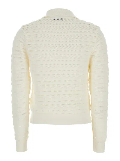 Dunst White Cardigan With Spread Collar In Cotton Woman In Neutral