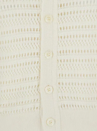 Dunst White Cardigan With Spread Collar In Cotton Woman In Neutral