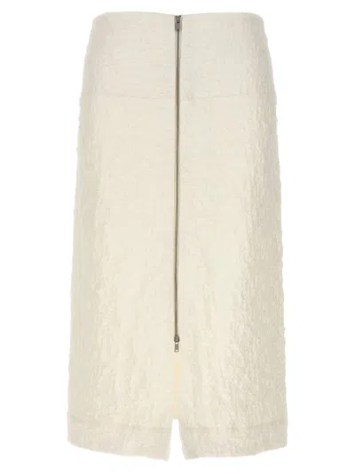 Jil Sander Textured Cotton Skirt With Front Zip Closure In Neutral
