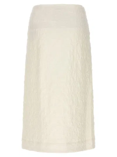 Jil Sander Textured Cotton Skirt With Front Zip Closure In Neutral